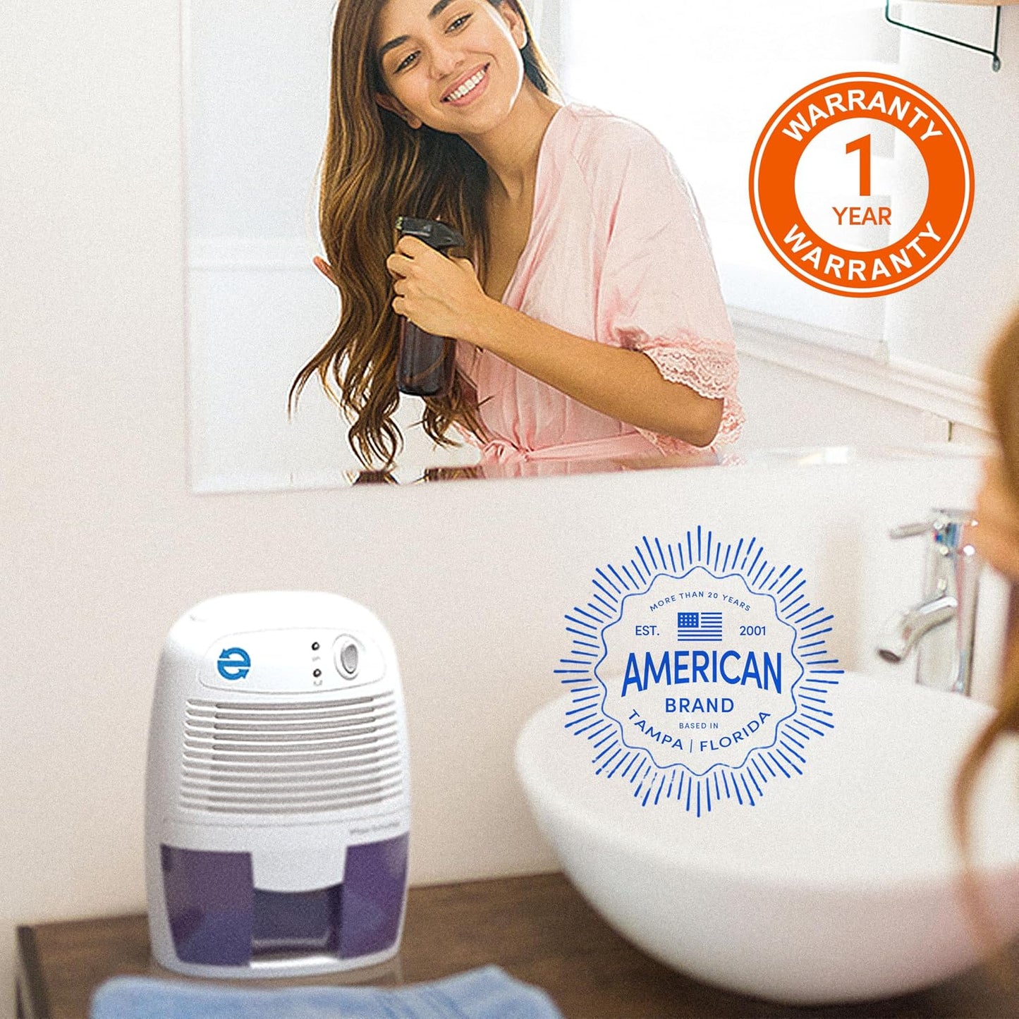 Eva-Dry EDV-1100 Whisper-quiet 16 OZ Dehumidifier with Auto Shut Off and Restart for small spaces in your Home, RV, Automobile, and Storage up to 122 sq. ft | For Home, RV, Automobile & Storage | Whisper-Quiet | Auto Restart | Up to 122 Sq Ft Coverage
