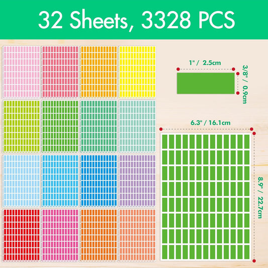 512 Color Coding Labels, 16 Colors Blank Stickers Mini Rectangular Labels 3 x 1”, Colored Assorted Sticker for Marking Projects, Boxes, Jars, Storage Containers, Files