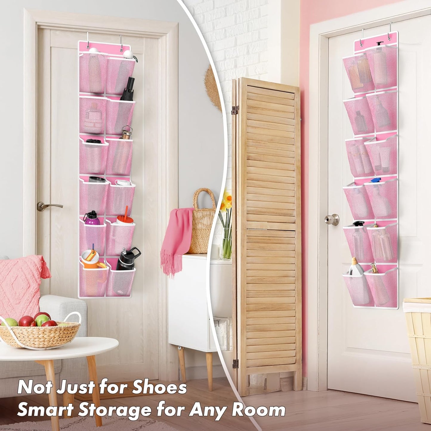 Simple Houseware 24 Pockets - 2PK 12 Large Pockets Over Door Hanging Shoe Organizer, Grey