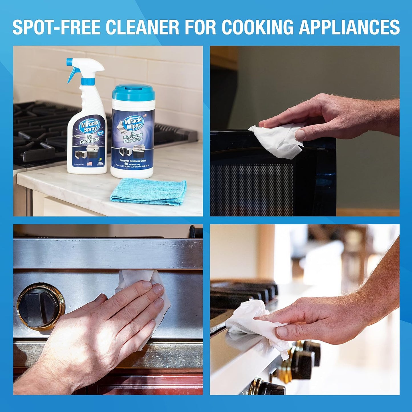 MiracleWipes for Microwaves and Cooktops, Easily Removes Food and Grime Buildup, Safe and Convenient Stove Top Cleaner, Great for Home and Kitchen Use - 30 Count