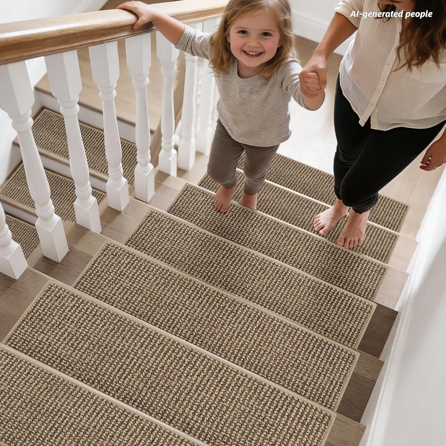 BEQHAUSE Stair Treads for Wooden Steps 28inX9in, Carpet Stair Treads Non Slip Indoor, Machine Washable Stair Runners for Kids Elders and Pets, Carpet for Stair Rugs Mat, TPE Backing, 4pcs, Taupe