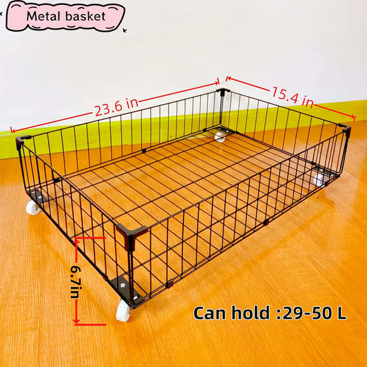 4 PACK Under bed Storage Containers With Wheels,Under bed Basket,Rolling Under Bed Drawer Organizer For Shoes Clothes Books Toys Blankets,
