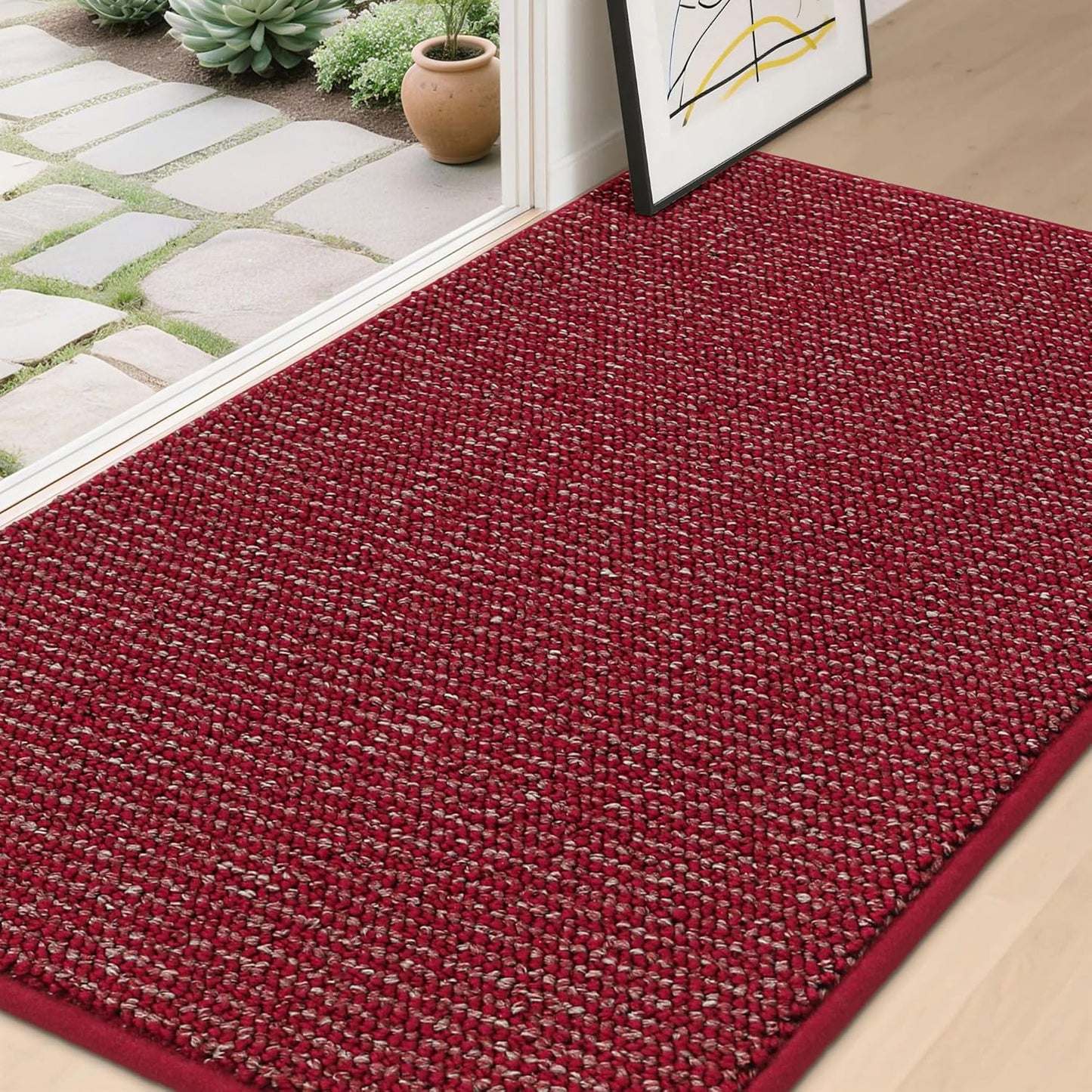 BEQHAUSE Dirt Trapper Door Mat 20" x 32", Non-Slip Washable Doormats Entrance Mat, Dirt Resistant and Absorbent Welcome Mat, Low Profile Floor Mats for Front Back Door and Entryway, Beige