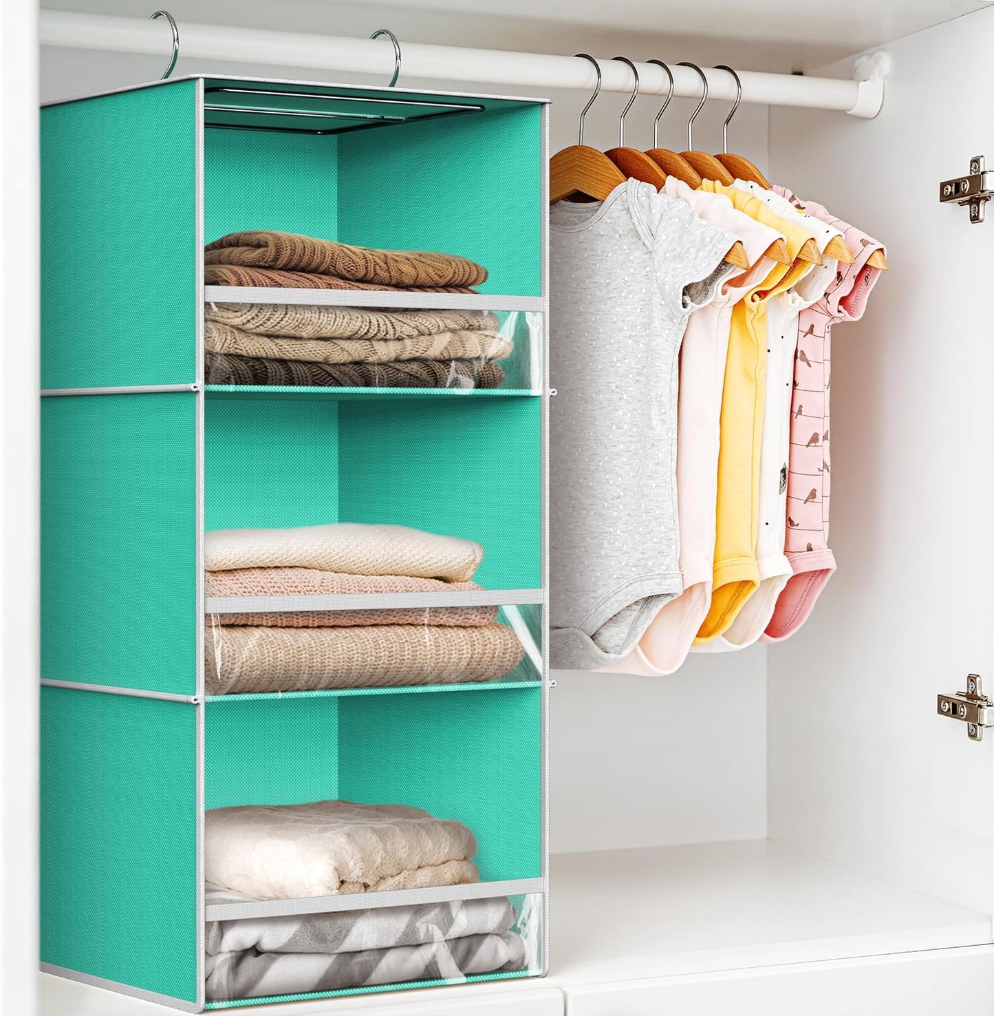 Simple Houseware 3-Shelf Hanging Closet Organizer, Fabric Storage Shelves with 57L Capacity, Black