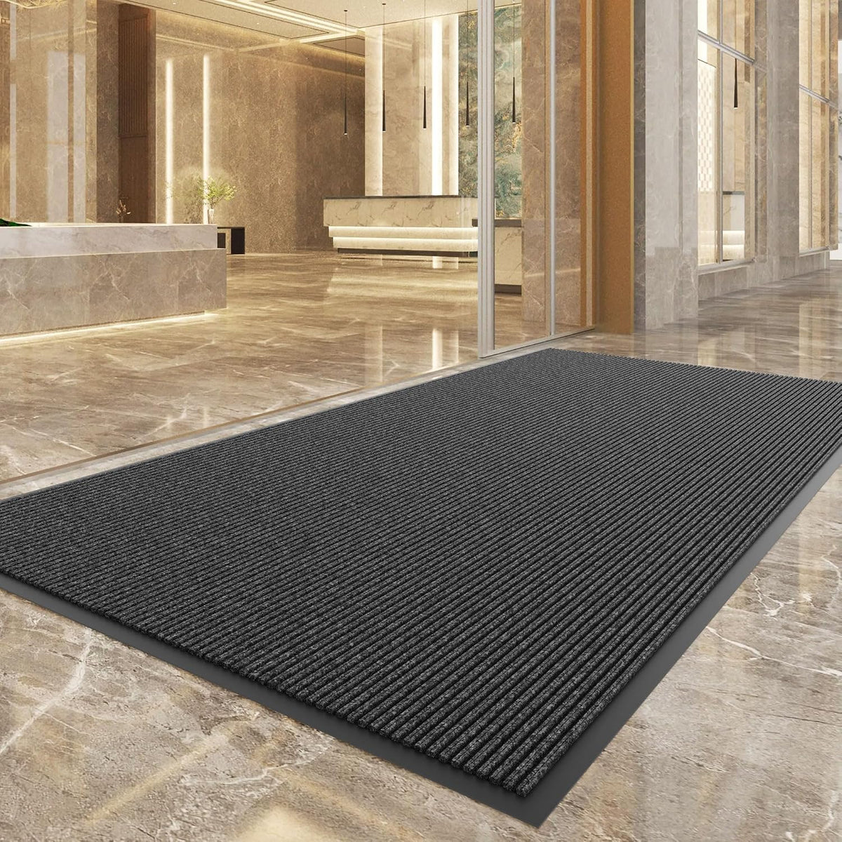 100pointONE Durable Front Door Mat, Heavy Duty Indoor Outdoor Doormat, 48” x 36” Low Profile Outdoor Mats for Home Entrance, Stain and Fade Resistant Shoe Scraper Mat, Ideal for High Traffic Area
