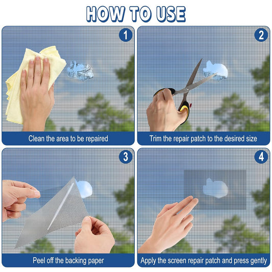 8 Pcs Fiberglass Screen Repair Patches 5"×7" Gray Self Adhesive Mesh Tape | Fast Repair Tape for Window, Screen Door & Mosquito Net, Instant Patch to Fix Small Holes and Tears Easily