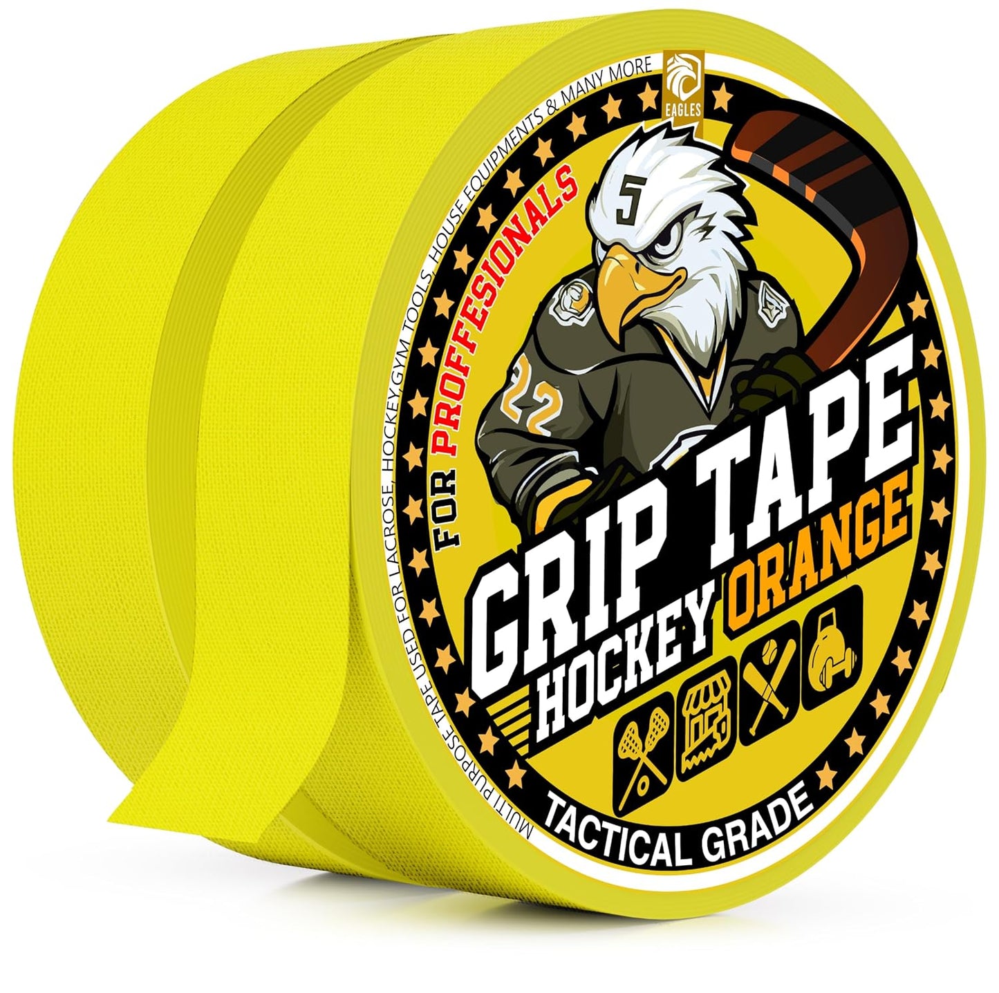 EAGLES Hockey Tape Multipurpose Cloth Tape Roll for Lacrosse Baseball & Softball Bats, Rackets, Pullup Bars, Gardening Tools, Sports Gift Perfect for Wrist, Ankle, Foot, Knee and Hand Taping (Clear)