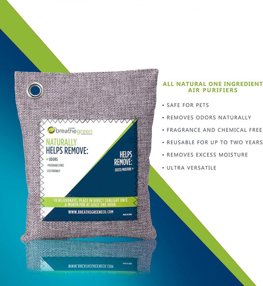 Bamboo Charcoal Bags Odor Absorber (9-Pack) Activated Charcoal Odor Eliminator Bag, Natural Freshener Removes Odors and Moisture, Odor Eliminator for Home, Pets, Shoes, Closet, RV
