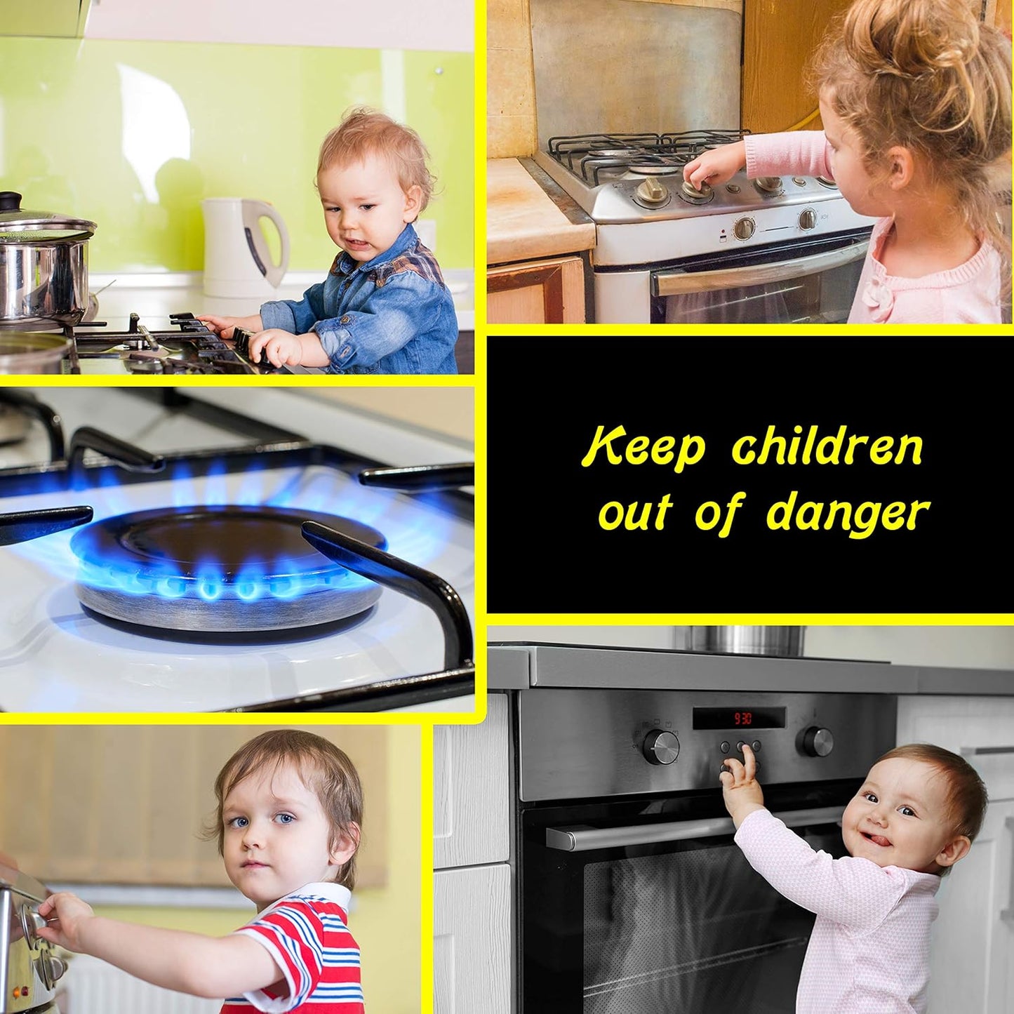 6 Pack Clear Stove Knob Safety Covers - Protect Little Kids with A Child Proof Lock for Oven/Stove Top/Gas Range - Baby/Toddler Kitchen Safety Guard - Check Dimensions.