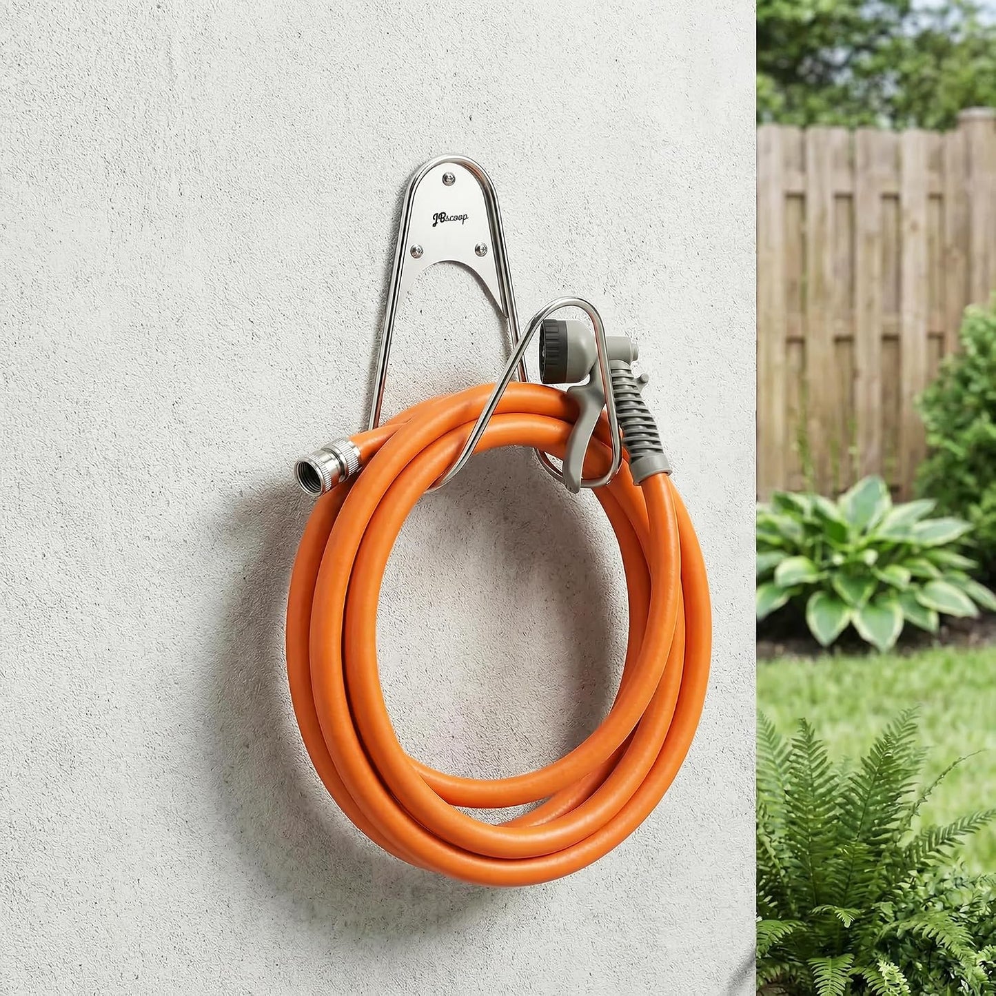 JBscoop Garden Hose Holder Stainless Steel Small Wall Mount Garden Hose Hook, Ideal for Water, Air, Hydraulic Hose, Ropes, Extension Cords Heavy Duty & Rust Proof (1)