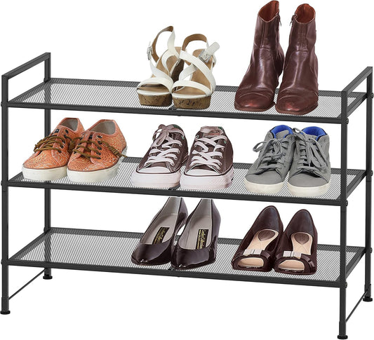 Simple Houseware 3-Tier Stackable Shoes Rack Storage Shelf, Black