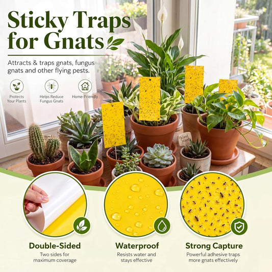 Qualirey 150 Pcs 7.8 x 3.9 Inch Yellow Sticky Traps for Plant Double Sided Sticky Trap for Gnats with Twist Ties Fly Traps for Fruit Insect Fungus Bugs Indoor Outdoor
