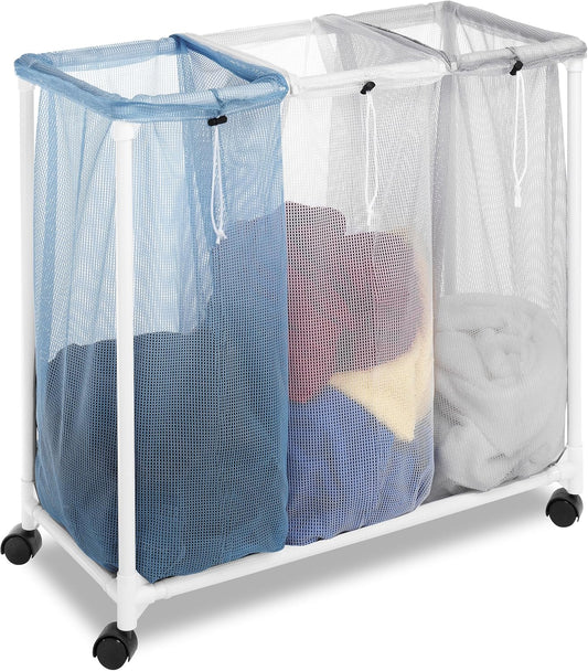 Whitmor Triple Laundry Sorter with Wheels