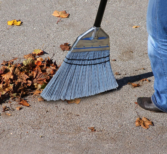 Fuller Brush Angle Broom – Heavy Duty Broom with Split End Bristles, Steel Handle, Indoor/Outdoor Floor Sweeper for Home, Garage, Patio