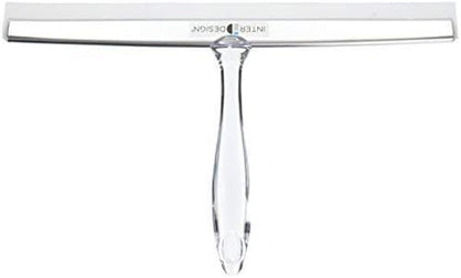 iDesign Zia Metal and Plastic Bathroom Squeegee for Shower, Glass Doors, Floors, Mirrors, with Suction Hook Holder , 12 Inches, Clear and Stainless Steel