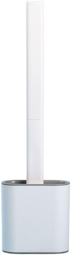 Silicone Toilet Bowl Brush with Holder, White, Quick-Dry Design