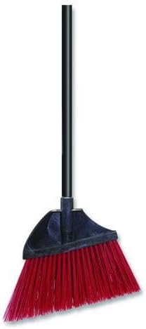 Nexstep Commercial MaxiPlus Angle Broom, 56" Length, 14" Wide Sweep, Steel Handle, Synthetic Bristles, Red/Black, Commercial Grade Floor Broom