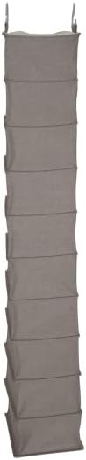 Household Essentials 311322 Hanging Shoe Storage Organizer for Closets |10 Pocket Shelves | Natural Canvas