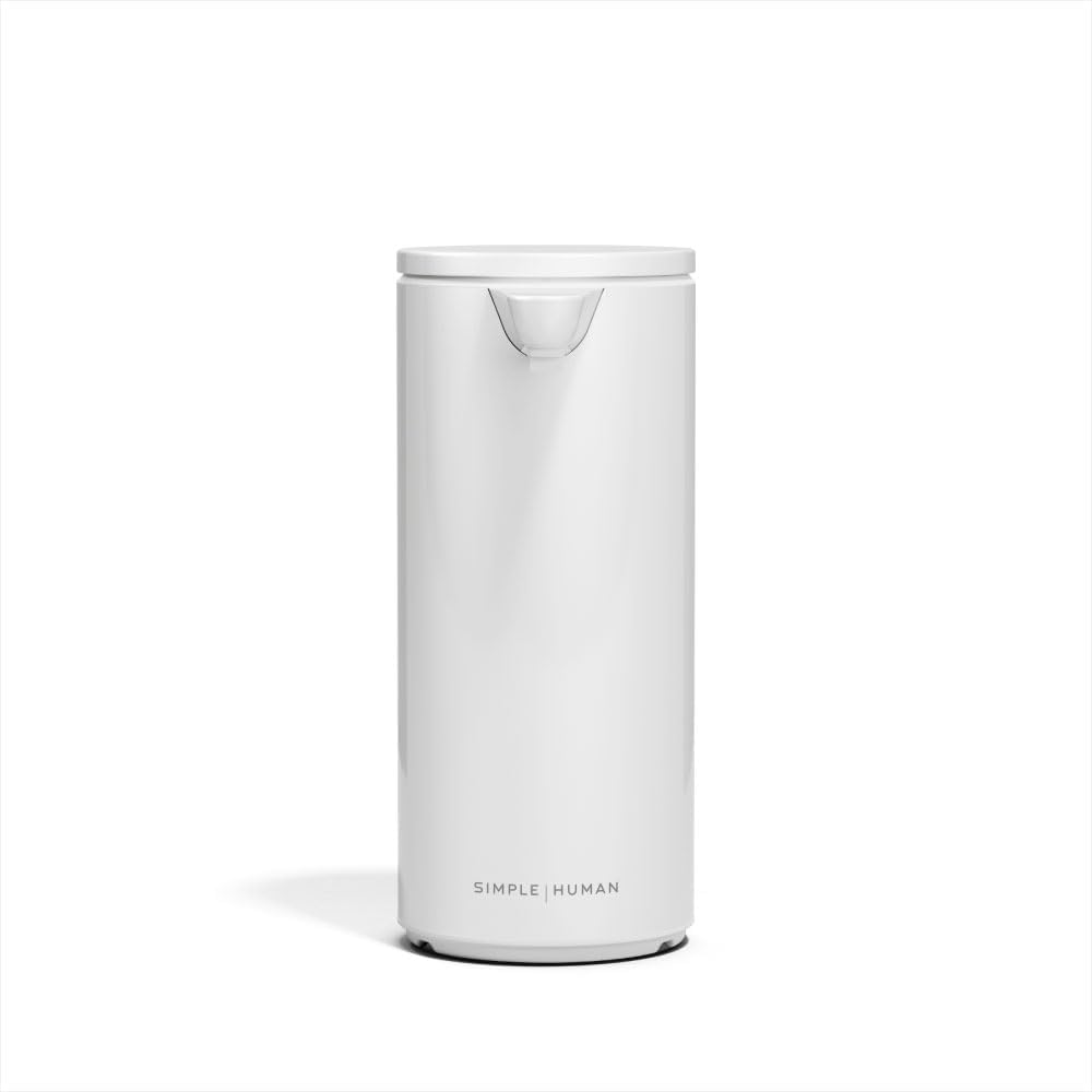simplehuman Liquid Sensor Pump with Caddy, 9 oz Automatic Soap Dispenser for Kitchen and Bathroom, Touchless Motion Sensor, Variable Dispense, Rechargeable, High-Grade White Steel