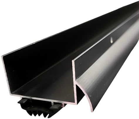 U Shaped Aluminum Door Bottom Sweep with Door Drip Cap, Weather Stripping Door Seal Bottom for Front Door Bottom, Under Door Seal for Exterior Doors 1 3/4" Width, Black (32 Inch)