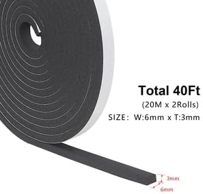 Weather Stripping Door Seal Strip for Doors and Windows, 1In x 1/8In x 33Ft x 2 Roll Foam Insulation Tape Self Adhesive,Sound Proof,Weatherstrip,Pipe Cooling, Air Conditioning Seal Strip - Colors A