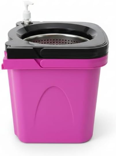 Thunder Mop Spin System -Double-Sided- 2 Compact Stackable 6L Buckets, Microfiber Head, Stainless Steel Wringer, Antifungal Quick-Dry Cleaning, Soap Dispenser, 3 Free Refills (Lime/Forest Green)