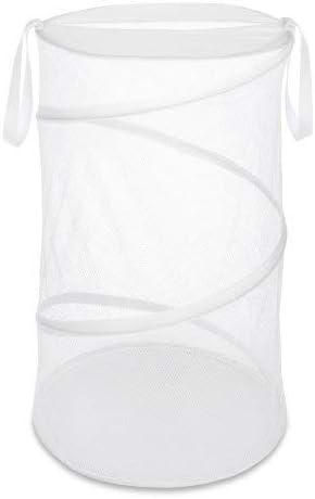 Whitmor Mesh Popup Laundry Hamper 3 Compartment Sortable Horizontal Collapsible Laundry Basket for Clothes Laundry Room Bedroom