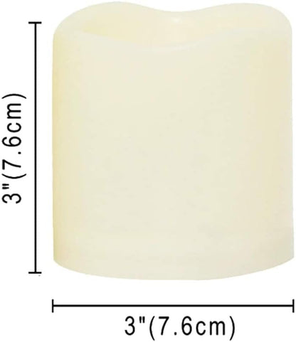 3”X3” 4 Pack Outdoor Flameless Candles Battery Operated LED Waterproof Pillar Candles with Remote Timer Electric Flickering LED Lights for Christmas, Halloween, Wedding, Home, Garden Decorations