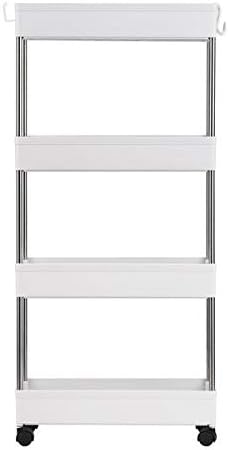 Slim Storage Cart, Rolling Cart Bathroom Organizer Kitchen Storage Carts 16 x 5.1 x 34.5inch, for Kitchen, Bedroom, Office, Laundry Room, Small Narrow Spaces