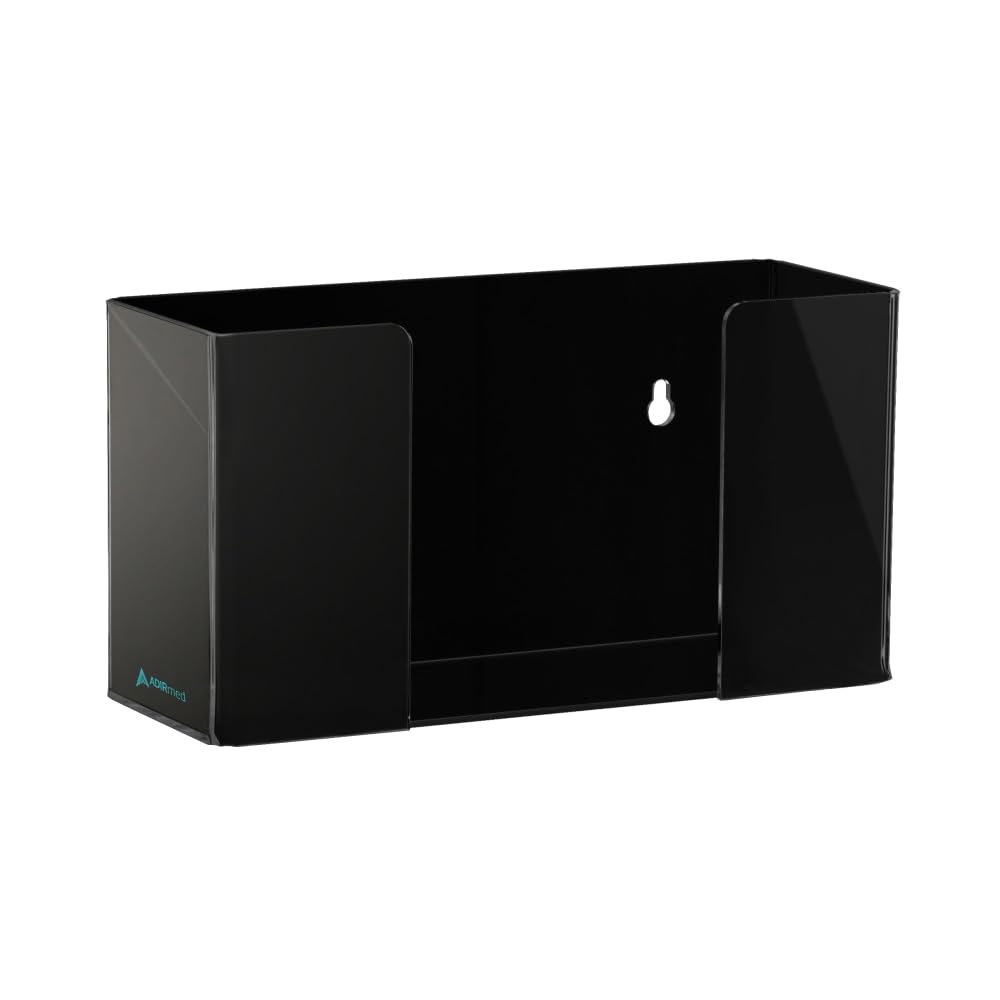AdirMed VivaEssentials Double Glove Box Holder, Wall Mount or Free Standing Black Acrylic Glove Holder
