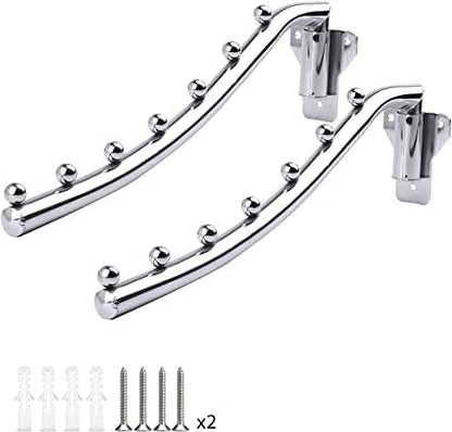 Mounted Folding Clothes Hanger Rack, Stainless Steel Laundry Hanger Dryer Rack with Swing Arm Holder Space Saving Clothes Hook Closet Storage Organizer Heavy Duty Drying Rack with 7 Hooks Coat Rack