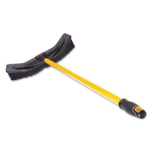 Rubbermaid Commercial Products Maximizer 36" Push to Center Push Broom Polypropylene Fill Black Angled Sides Medium Bristles for Indoor/Outdoor Multi-Surface Use