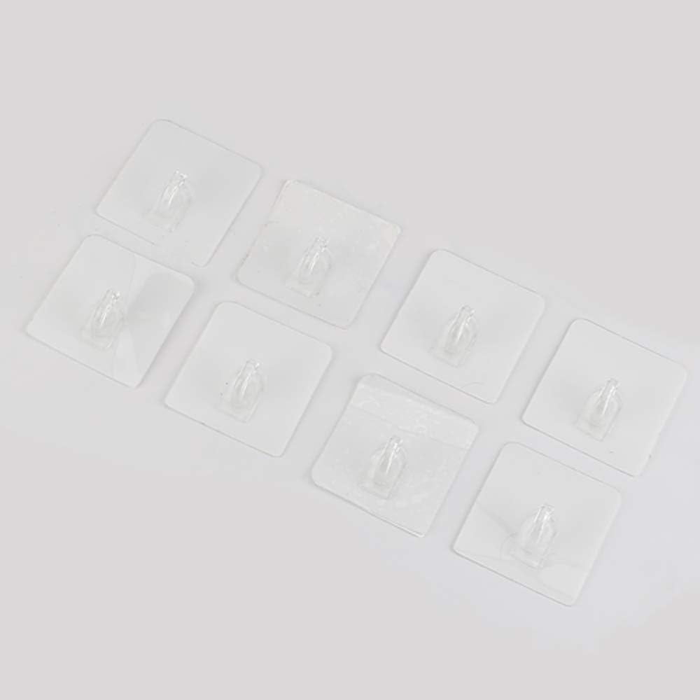 Hawsam 8PCS Clear Adhesive Sticky Wall Hooks,No Drilling Strong Waterproof Sticker Hanger for Kitchen, Shower and Bathroom 20kg/44lb. (Max Loading)