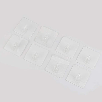 Hawsam 8PCS Clear Adhesive Sticky Wall Hooks,No Drilling Strong Waterproof Sticker Hanger for Kitchen, Shower and Bathroom 20kg/44lb. (Max Loading)