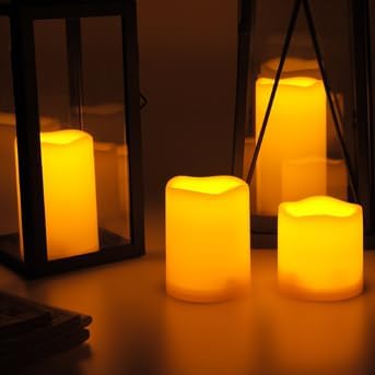 CANDLE CHOICE Waterproof Outdoor Battery Operated Flameless Candles with Remote Timer Plastic Flickering Fake Electric LED Pillars for Lantern Garden Wedding Christmas Decorations 3x4 Inches 3 PCS