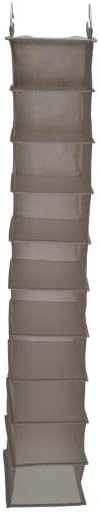 Household Essentials 311322 Hanging Shoe Storage Organizer for Closets |10 Pocket Shelves | Natural Canvas