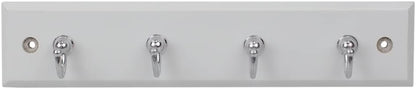 4 Hook Wall Mounted Key Rack by Home Basics | Engineered Cherry Wood Finish for Organizing Keys, Coats, and Accessories | Simple Design adds a Function Addition to Any entryway, Kitchen, or Hallway