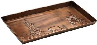 HF by LT Birch Forest Pattern Metal Boot Storage Tray, 30 x 13 inches, Antique Copper Finish