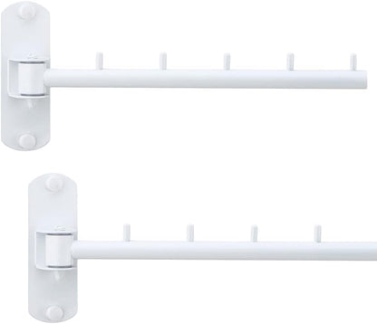Pack of 2 Folding Wall Mounted Clothes Hanger Rack with Swing Arm Stainless Steel Heavy Duty Coat Hook for Bathroom, Bedroom, Laundry Room - Black