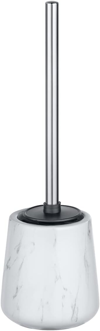 LEIGHTON DENNY Adrada Toilet Holder with Silicone Brush, Ceramic, White, 39 x 12 x 12 cm
