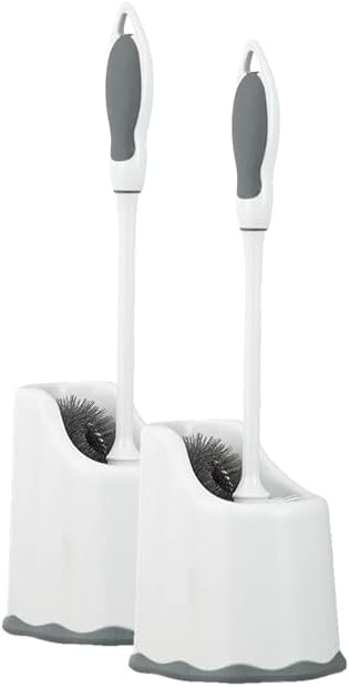Superio Toilet Bowl Brush and Holder with Under Rim Cleaner for Bathroom, Toilet Brush and Caddy with Non Scratch Bristles and Under Rim Lip Brush