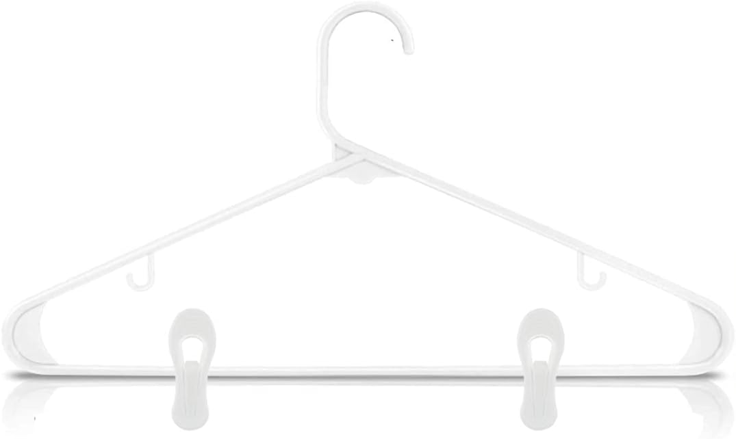 Otylzto 20 Pcs Multi-Purpose Clips for Hangers, White Clothes Hanger Clips, Standard Plastic Hanger