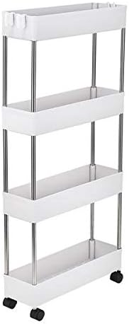 Slim Storage Cart, Rolling Cart Bathroom Organizer Kitchen Storage Carts 16 x 5.1 x 34.5inch, for Kitchen, Bedroom, Office, Laundry Room, Small Narrow Spaces