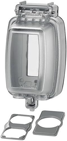 Leviton Weatherproof Outlet Box, Extra Duty 1-Gang While-In-Use Cover Includes Inserts for Single, Duplex and Decora/GFCI Receptacles, Vertical Mount, Plastic Enclosure, 5980-UCL, Clear