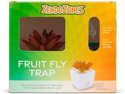 ZendoZones Succulent Fruit Fly Trap – Joyful Janet Design with White Base – Eco-Friendly Indoor Fruit Fly Control – Easy-to-Use Decorative Trap