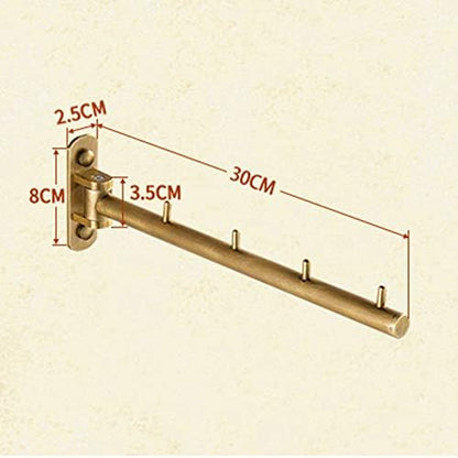 Laundry Rack, Wall Mounted Airer, Drying Racks Balcony Drying Racks Single Pole Bathroom Clothes Rail All Copper Material Punch Installation 30Cm