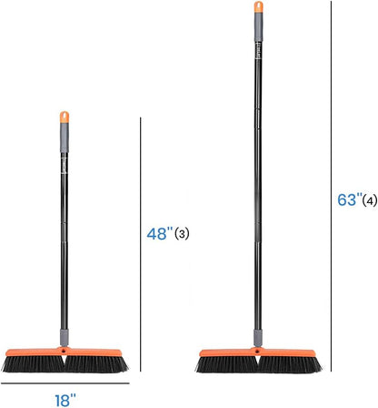 TreeLen 18 inch Push Broom Outdoor - Heavy Duty Broom for Driveways, Sidewalks, Patios and Deck Cleans Dirt, Debris, Sand, Mud, Leaves and Water-18 Wide Bristles