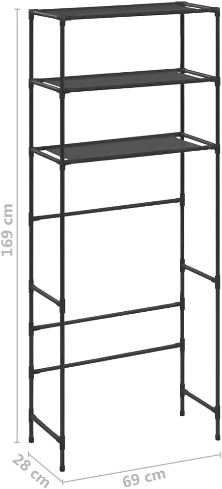 vidaXL Storage Shelf, 3-Tier Washing Machine Storage Rack, Above Washer Dryer Organizer Stand, Freestanding Bathroom Storage Rack, Silver