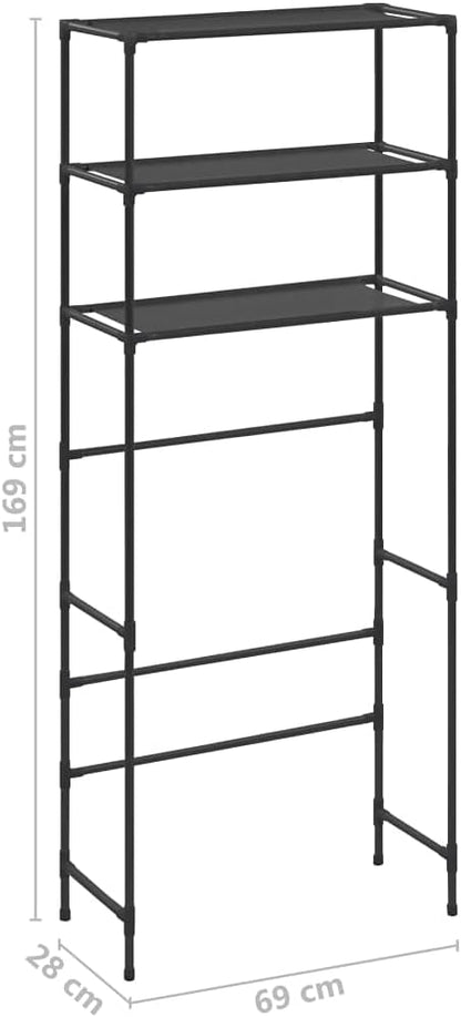 vidaXL Storage Shelf, 3-Tier Washing Machine Storage Rack, Above Washer Dryer Organizer Stand, Freestanding Bathroom Storage Rack, Silver