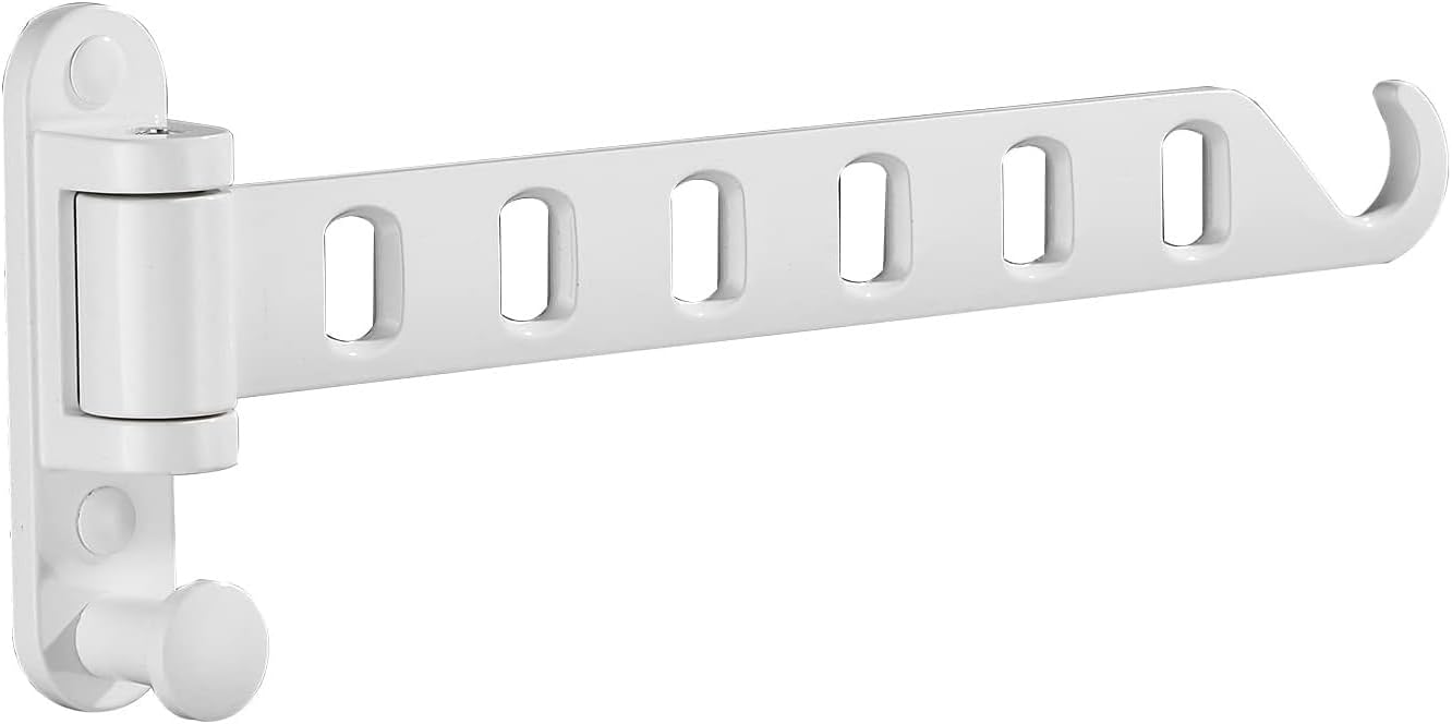 JOOM Wall Mounted Drying Rack, Foldable Clothes Hanger Rack for Laundry Room, Space Saving Wall Mount Clothes Rack, Aluminum Coat Hanger Holder for Closet, Bathroom, White